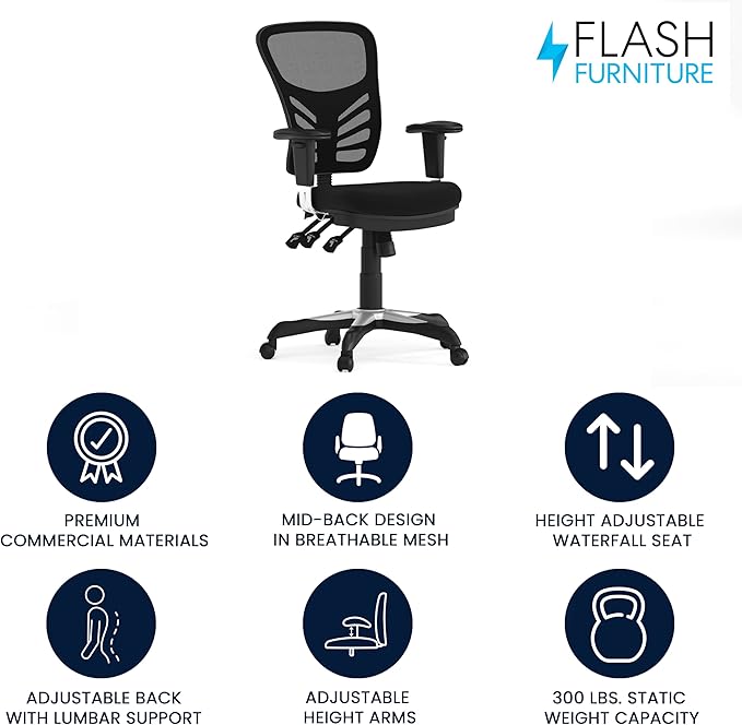 Flash Furniture Nicholas Mid-Back Swivel Desk Chair - Image 4