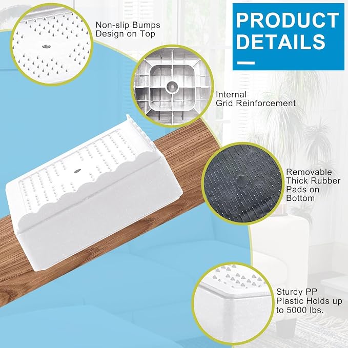 Bed Risers 1 inch, 2 inch, 3 inch, 4 inch Heavy Duty, Adjustable Furniture Riser - Image 5