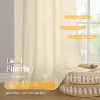 Light Filtering Beige Linen Curtains - Image 4