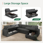 HONBAY Sectional Sleeper Sofa Pull Out Bed - Image 3