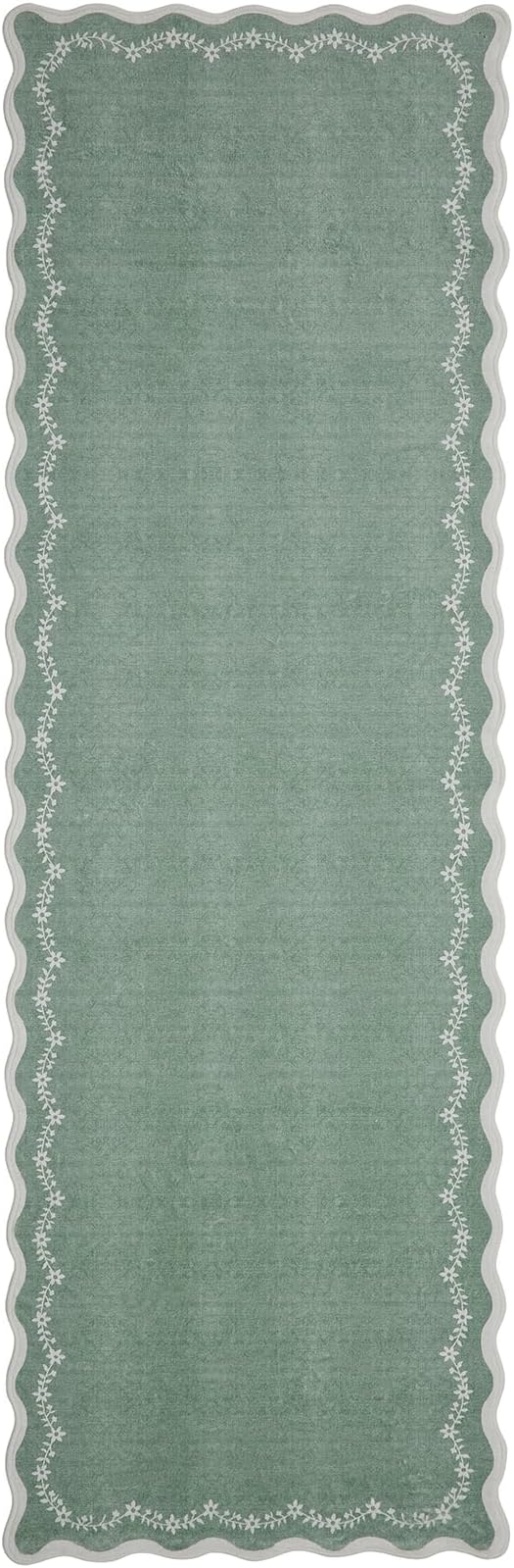 GarveeHome 2x6 Scalloped Washable Runner Rug Non Slip Hallway Kitchen Rug | - Image 8