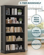 TVU 5-Tier Wooden Bookshelf, 31.5" W x 65" H ×9.9" D Bookshelf - Image 6