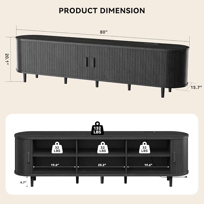 80" Mid Century Modern TV Stand - Image 2