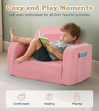 Foryoomi Kids Couch, 2-in-1 Soft Toddler Couch Fold Out - Image 3