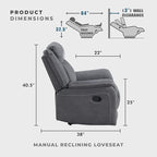 Lexicon Manual Double Reclining Loveseat, Polished Microfiber Manual Wall - Image 2