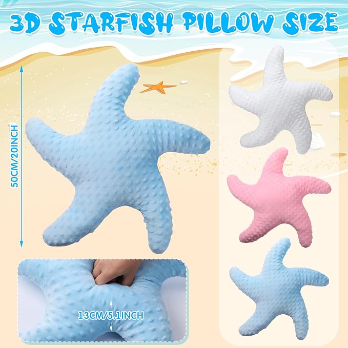 Fumete Starfish Pillow Beach Starfish Shaped Throw Pillows 20'' Stuffed Animal - Image 2
