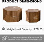 Hexagonal Nesting Coffee Table Set of 2, Wooden Fluted Coffee Table - Image 2