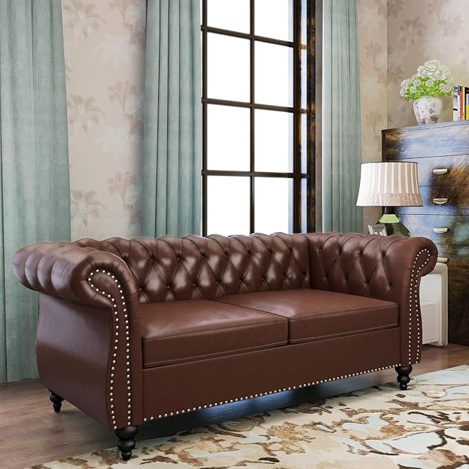 AVZEAR Chesterfield Loveseat Sofa, Upholstered Sofa Modern 2 Seater Couch Sofa - Image 5
