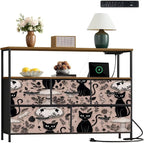 Dresser Seamless Gothic Featuring Graphic Mushrooms Black Cats by Unknown