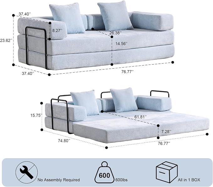 ZEIINPA Convertible Floor Sofa Bed - Image 2