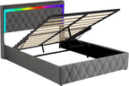 Modern Multi-Color LED Light Full Bed Frame - Image 9