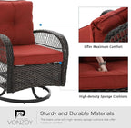 3 Pieces Patio Furniture Set, Outdoor Swivel Glider Rocker, Wicker Patio Bistro - Image 5
