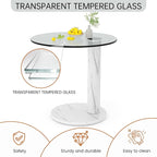 Hooseng Glass Round Coffee Table End Table, 22-Inch Modern Tempered Transparent - Image 8
