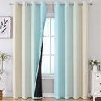 Aqua and Beige Ombre Blackout Curtains - Image 2