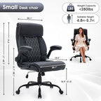 High Back Office Chair with Flip-up Armrests, Leather Comfy Desk Chair with - Image 2