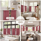 MIULEE 4-Panel 36 Inch Blackout Kitchen Tier Curtains Over Sink Dusty Rose | - Image 5