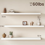 Fun Memories 72 Inch Floating Shelves, 12 Inch Deep Wall Shelf - Image 2