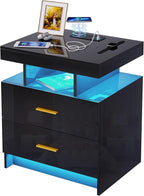 HNEBC Auto LED Nightstands Set of 2, Modern Bedside Table - Image 11