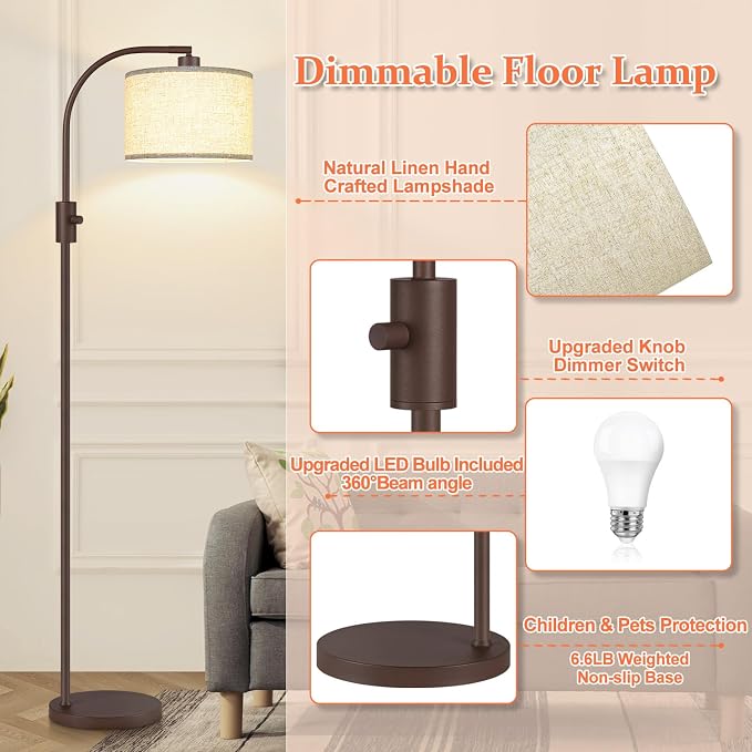 Nintiue Upgraded Modern Arc Dimmable Tall Standing Floor Lamp - Image 4