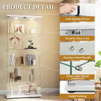 Display Cabinet with Glass Door and Lock, LED Lights 5-Shelf Curio Cabinets - Image 4
