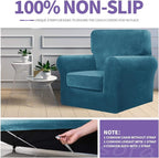 ZNSAYOTX Luxury Velvet Couch Cover 4 Piece Stretch Sofa Covers - Image 5