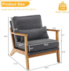 Karl home Accent Chair Wide Armrest Mid-Century Lounge Chair Linen Fabric - Image 2