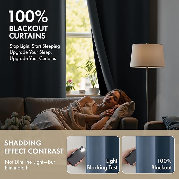 MIULEE Stone Blue Blackout Curtains - Image 2