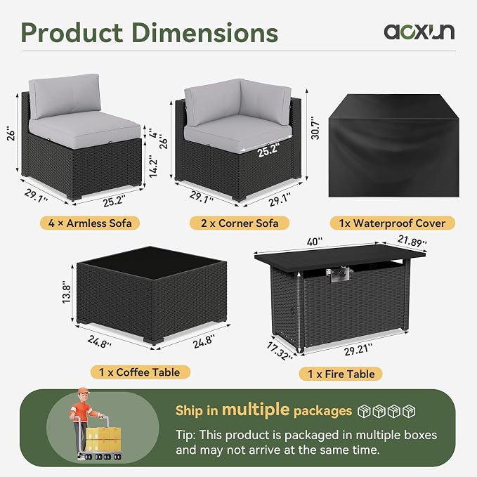 Aoxun 8 Piece Patio Furniture Set - Image 9