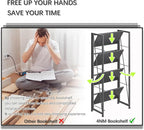 4NM No Assembly Folding Bookshelf Storage Shelves 4 Tiers Vintage Bookcase - Image 7