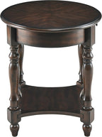 Oval End Table with Drawer, Solid Wood Sofa Side Table with Storage Shelf - Image 8