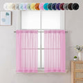 Chyhomenyc Sheer Pink Tier Curtains 24 Inch Length, Small Window Curtains by Chyhomenyc