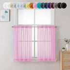 Chyhomenyc Sheer Pink Tier Curtains 24 Inch Length, Small Window Curtains by Chyhomenyc