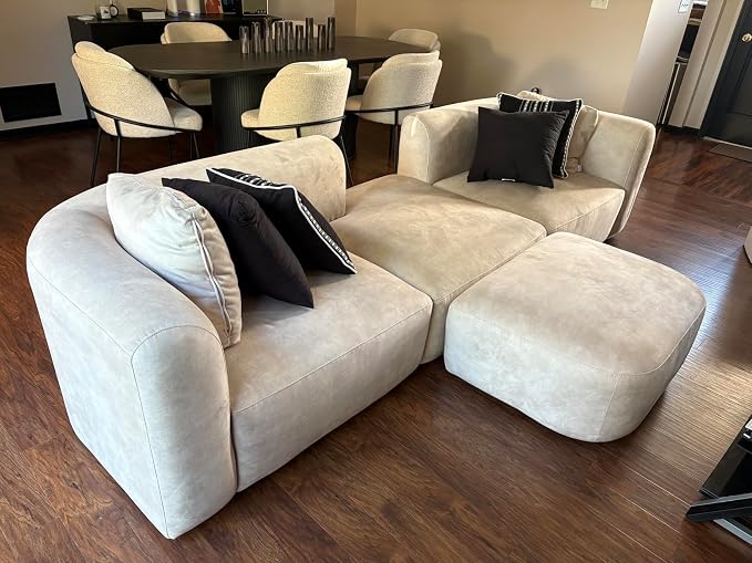 Acanva Luxury Modern Tight Curved Back Velvet Sofa, Minimalist Style Comfy Couch - Image 5