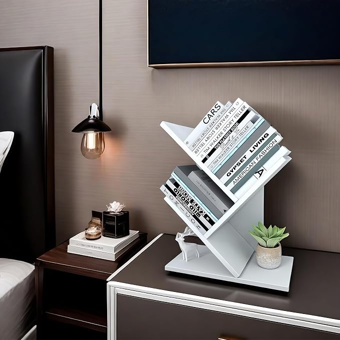 Godferyxin Tree Bookshelf, 3-Tier Small Bookcase - Image 3