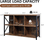 6 Cube Storage Organizer Bookshelf, Industrial Horizontal Bookcase, Accent - Image 2