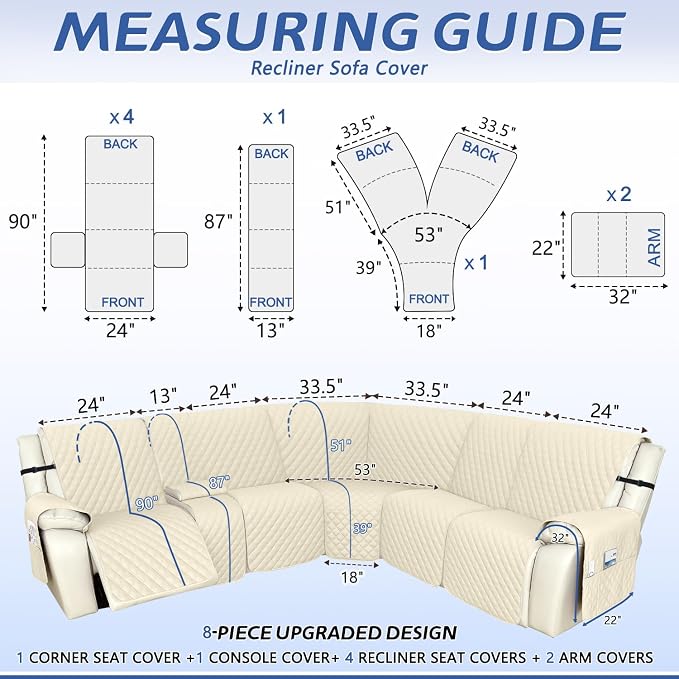 Arfntevss Recliner Sectional Couch Covers 1OO% Waterproof L Shape Sofa Cover - Image 2