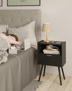 JOONEE Black Nightstand, Modern Bedside Table - Image 3