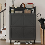 BORNOON Shoe Cabinet with 2 Flip Drawers Narrow Shoe Storage Cabinet Organizer - Image 4