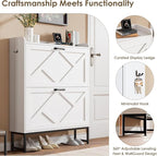 Nicetree Shoe Cabinet with 2 Flip Drawers, Freestanding Shoe Organizer - Image 9