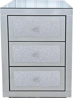 3-Drawer Mirrored Nightstand Bedside Table, Modern Mirrored End Side Table - Image 6