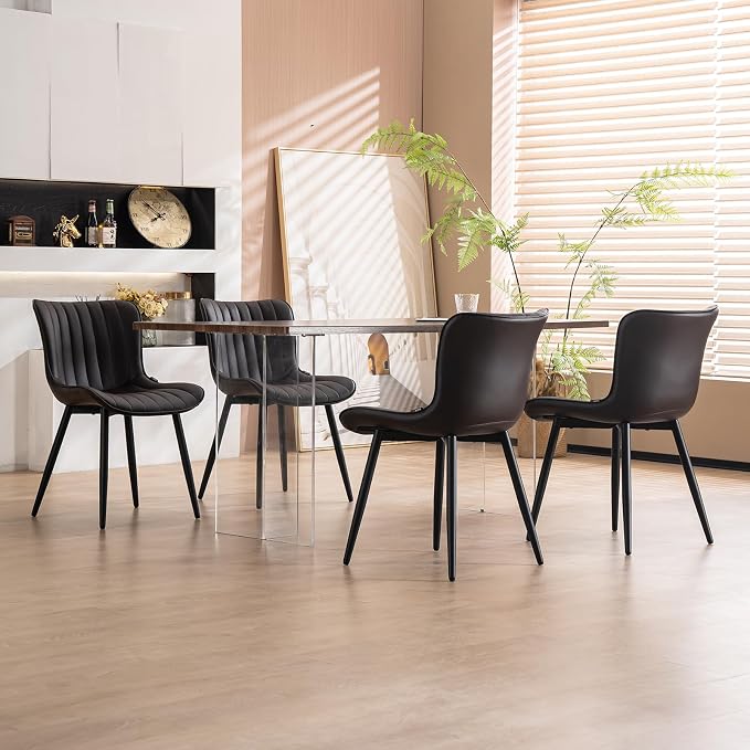 YOUNUOKE Dining Chairs Set of 2 Upholstered Mid Century Modern Kitchen Chair - Image 3
