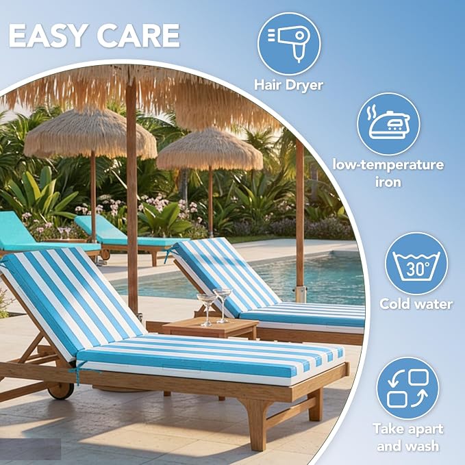 L'AGRATY Outdoor Lounge Chaise Cushion: 72x21x3 Inch Waterproof Lounge Chair - Image 7