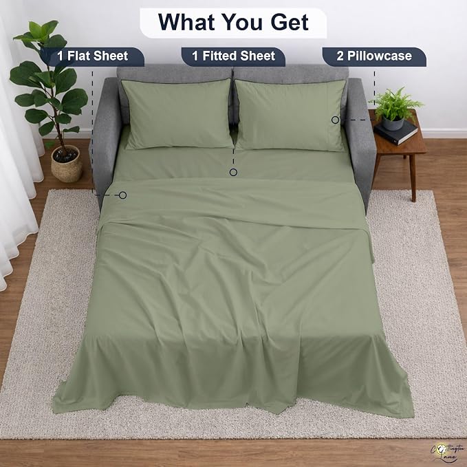 Cottington Lane Sleeper Sofa Sheets Full Size, 4 Piece Premium Quality 100% - Image 5