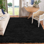 Goolela Black Sheepskin Area Rug 8x10 Fluffy Fuzzy Furry Shag Carpet - Image 2
