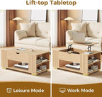 COMHOMA Lift Top Coffee Tables for Living Room, Adjustable Wooden Tea Table for - Image 3