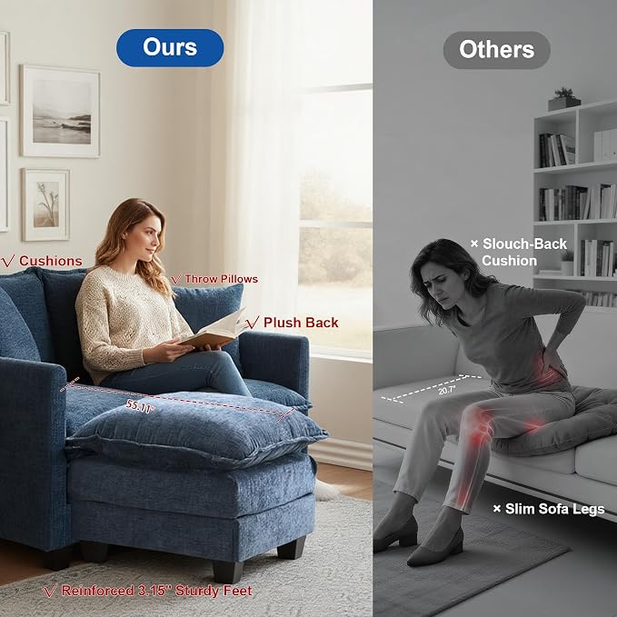 Loveseat Sofa with Ottoman - Image 9