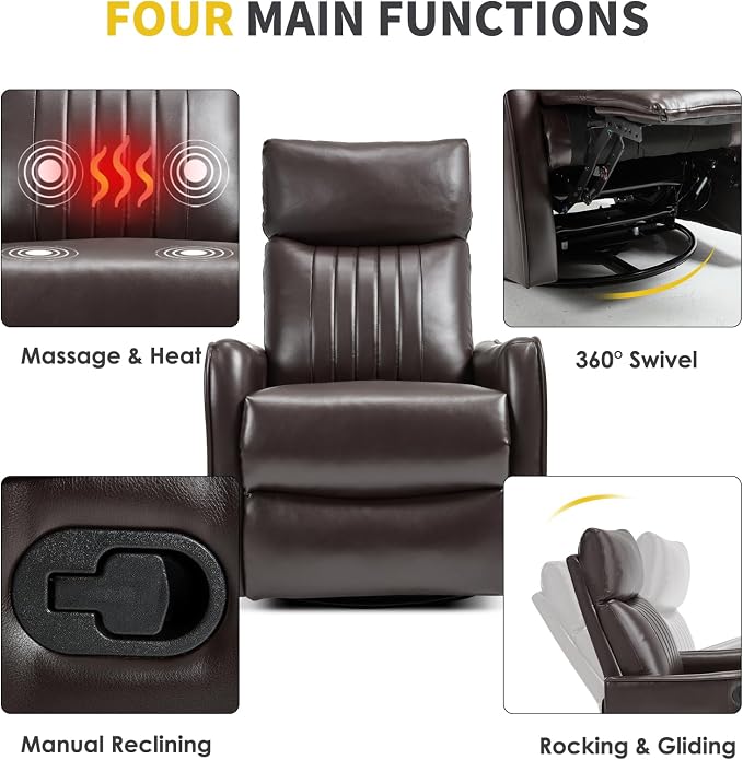 Trustyue Swivel Rocker Recliner Chair, 360° Swivel Recliner - Image 4