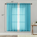 Sheer Curtains 63 Inch Length 2 Panels Set - Image 2