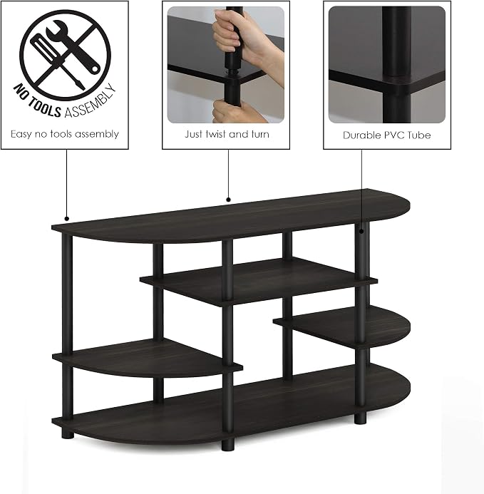 Furinno JAYA Simple Design Corner TV Stand, Espresso/Black - Image 5
