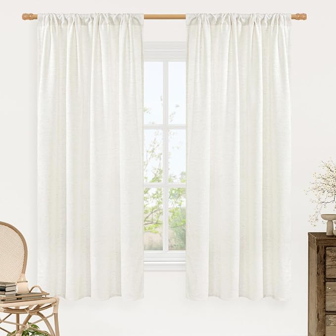 Light Filtering Natural Linen 63 Inch Length Curtains by LAMIT